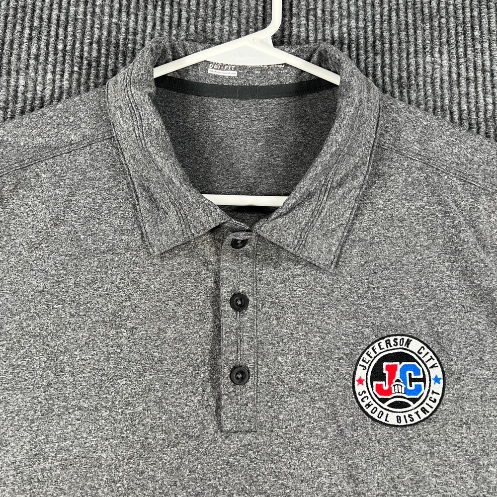 Nike Polo Shirt Mens 2XL Gray Jefferson City MO Schools Golf Dri Fit Casual